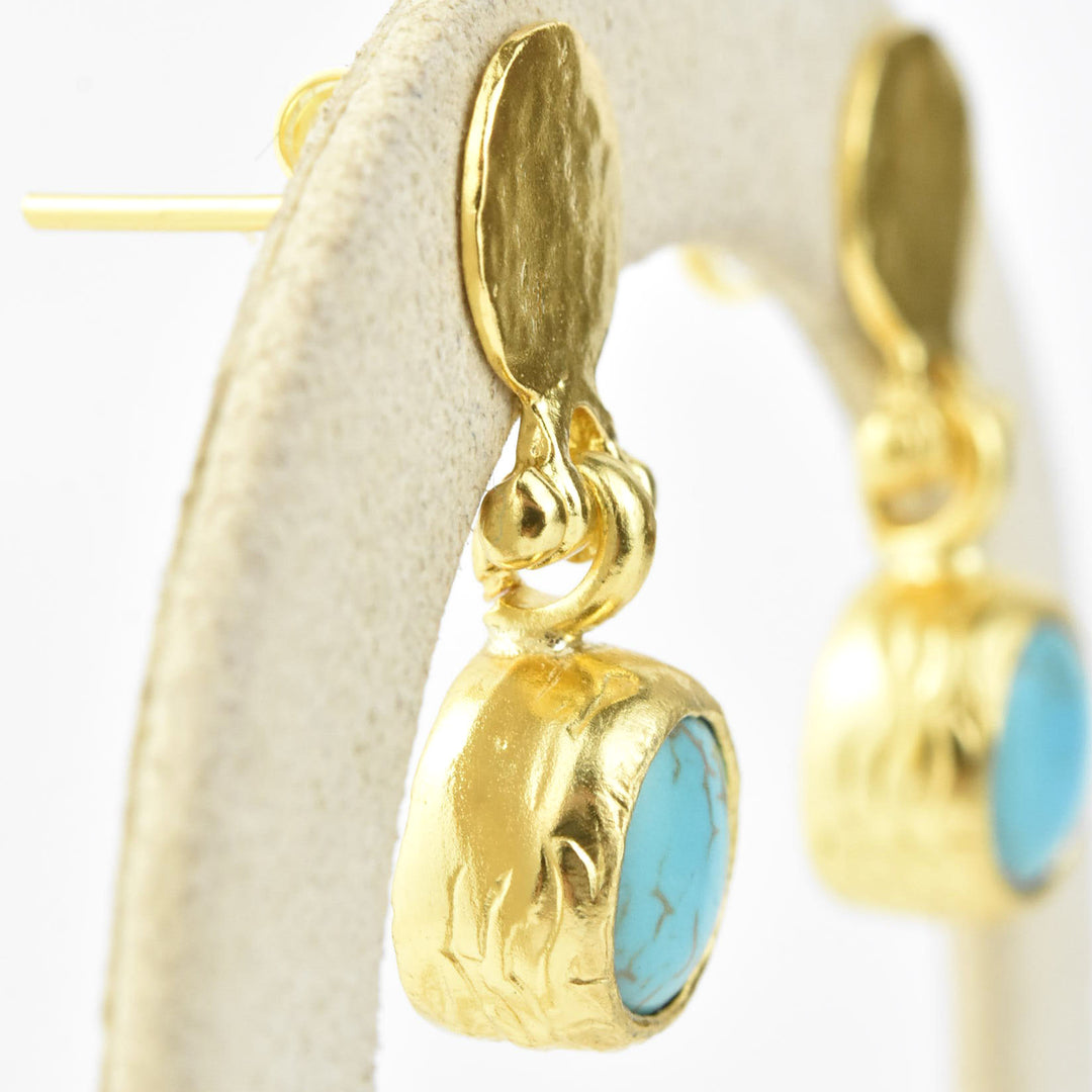 Hammered Turquoise Earrings