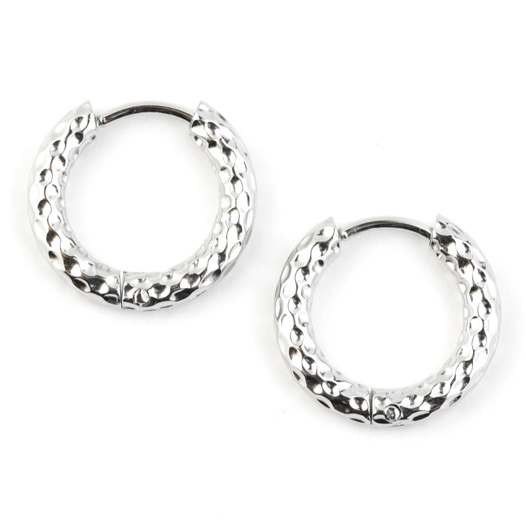 Hammered Rounded Huggie Hoops - Goldmakers Fine Jewelry