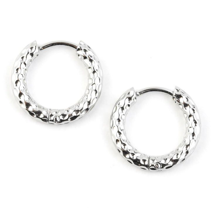 Hammered Rounded Huggie Hoops - Goldmakers Fine Jewelry
