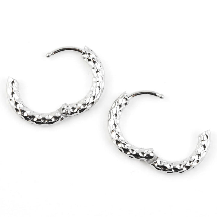 Hammered Rounded Huggie Hoops - Goldmakers Fine Jewelry