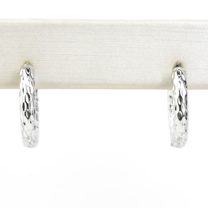 Hammered Rounded Huggie Hoops - Goldmakers Fine Jewelry