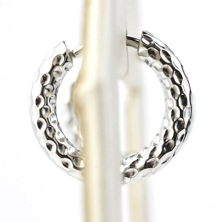 Hammered Rounded Huggie Hoops - Goldmakers Fine Jewelry