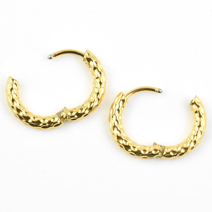 Hammered Rounded Huggie Hoops - Goldmakers Fine Jewelry