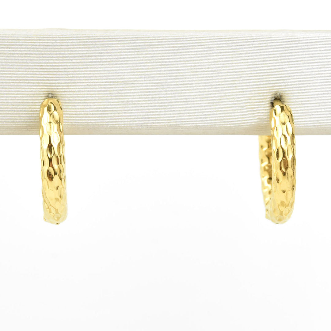 Hammered Rounded Huggie Hoops - Goldmakers Fine Jewelry