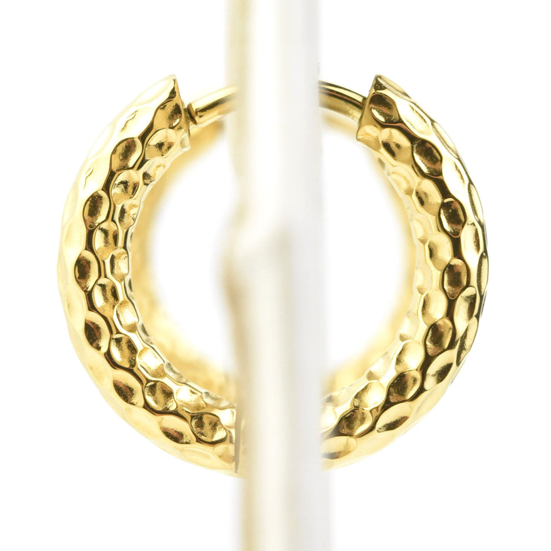 Hammered Rounded Huggie Hoops - Goldmakers Fine Jewelry