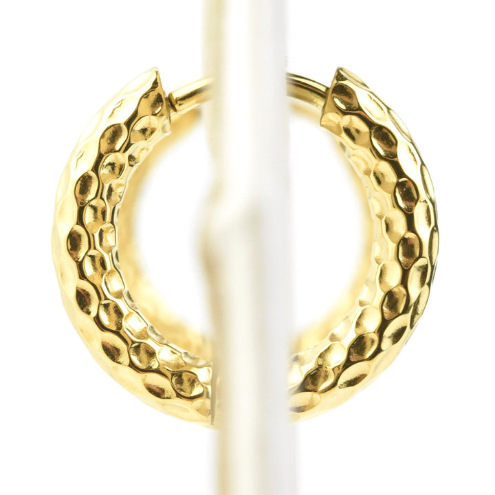 Hammered Rounded Huggie Hoops - Goldmakers Fine Jewelry