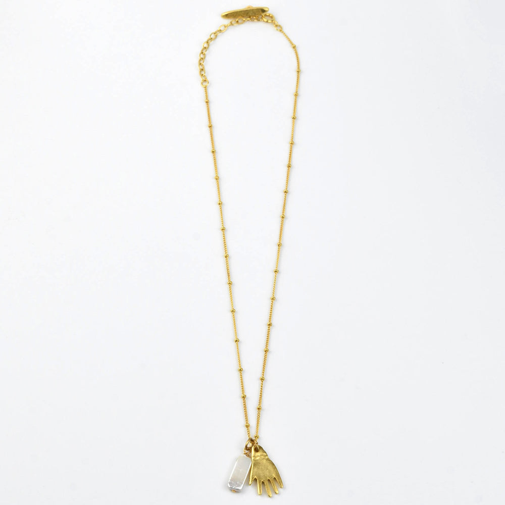 Hand & Pearl Charm Necklace - Goldmakers Fine Jewelry