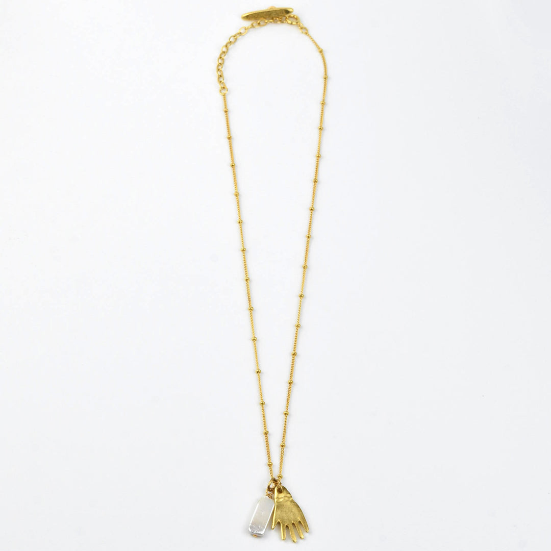 Hand & Pearl Charm Necklace - Goldmakers Fine Jewelry