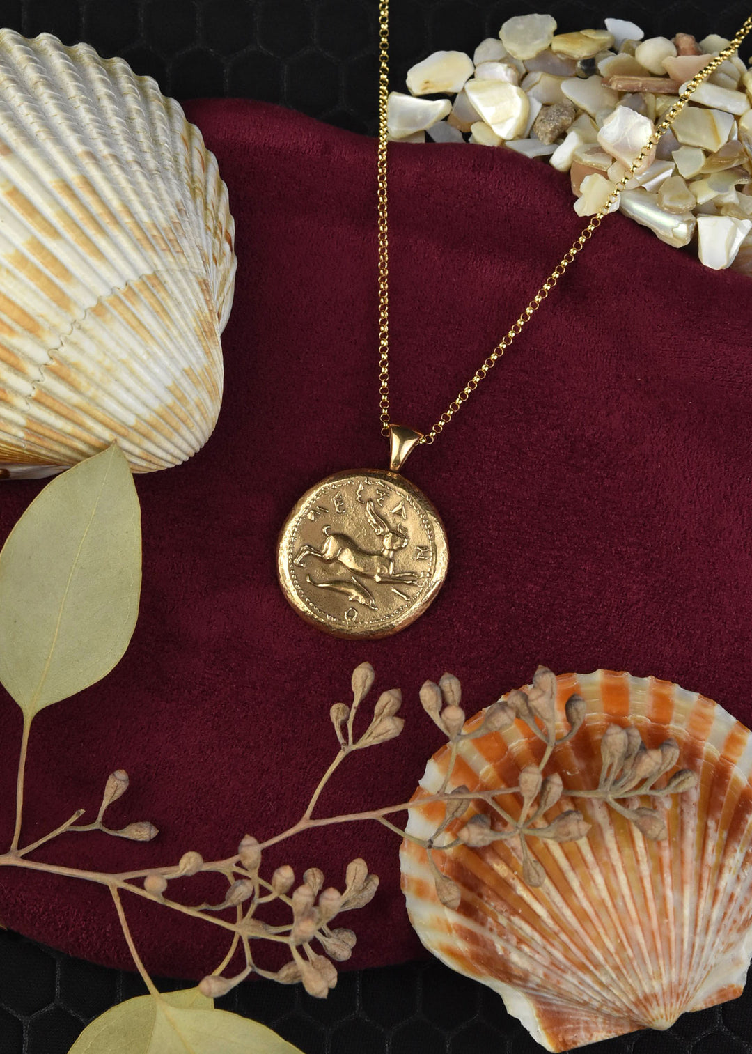 Hare and Dolphin Coin Necklace
