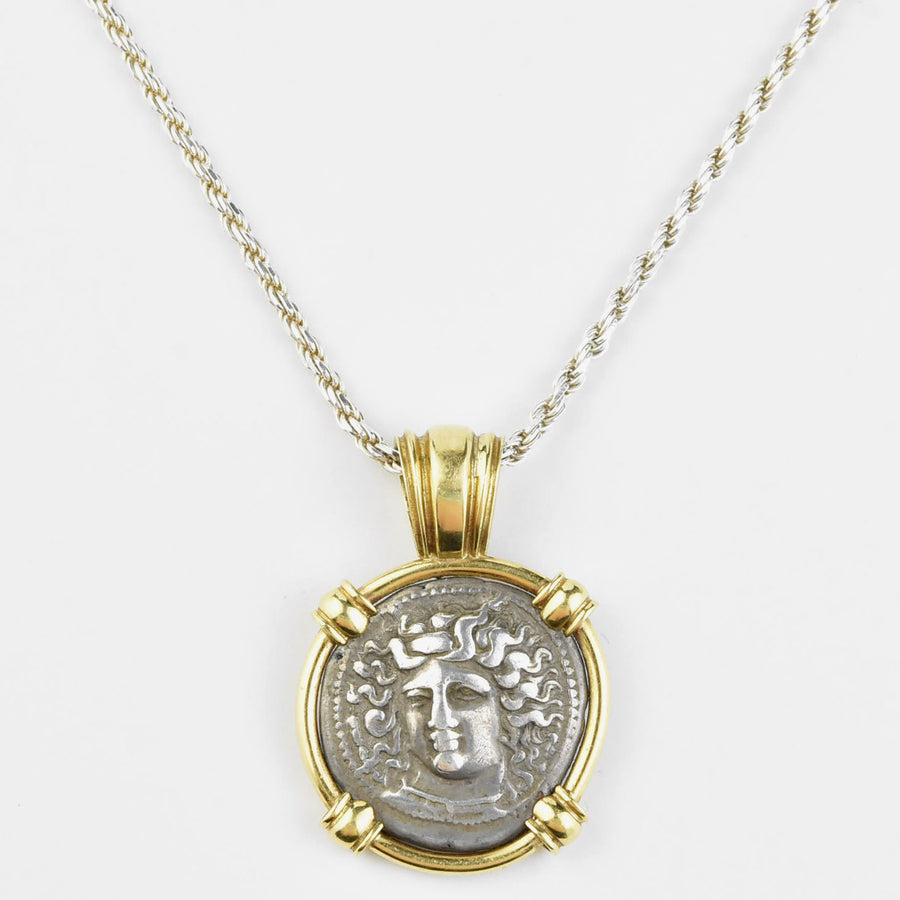 Head of Larissa Ancient Greek Coin Necklace - Goldmakers Fine Jewelry