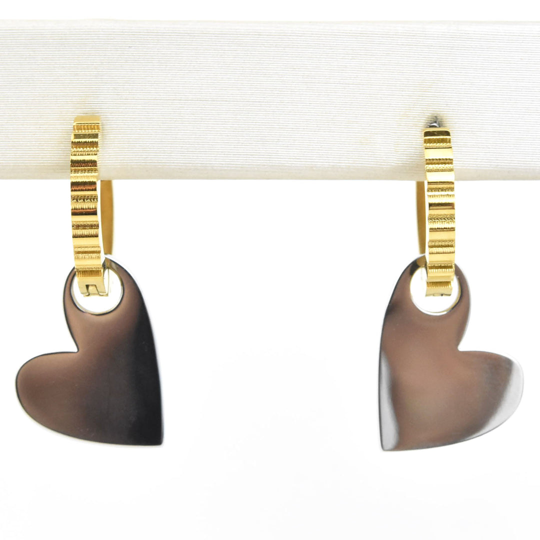 Hanging Heart Huggie Hoop Charms - Goldmakers Fine Jewelry
