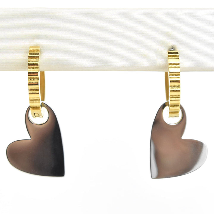 Hanging Heart Huggie Hoop Charms - Goldmakers Fine Jewelry