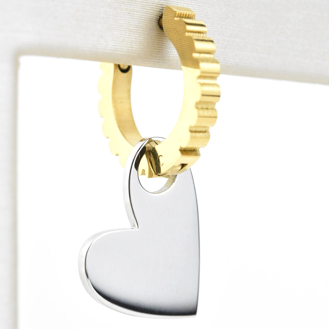 Hanging Heart Huggie Hoop Charms - Goldmakers Fine Jewelry