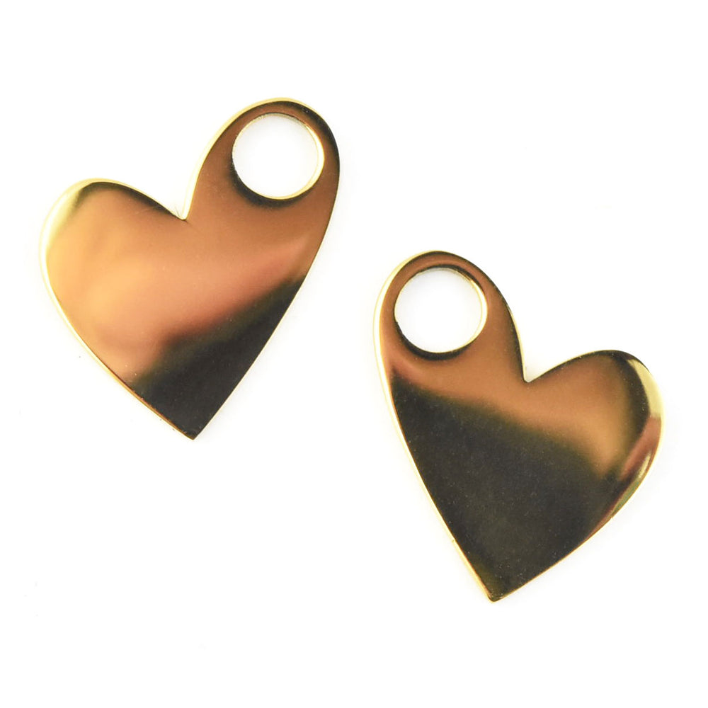 Hanging Heart Huggie Hoop Charms - Goldmakers Fine Jewelry