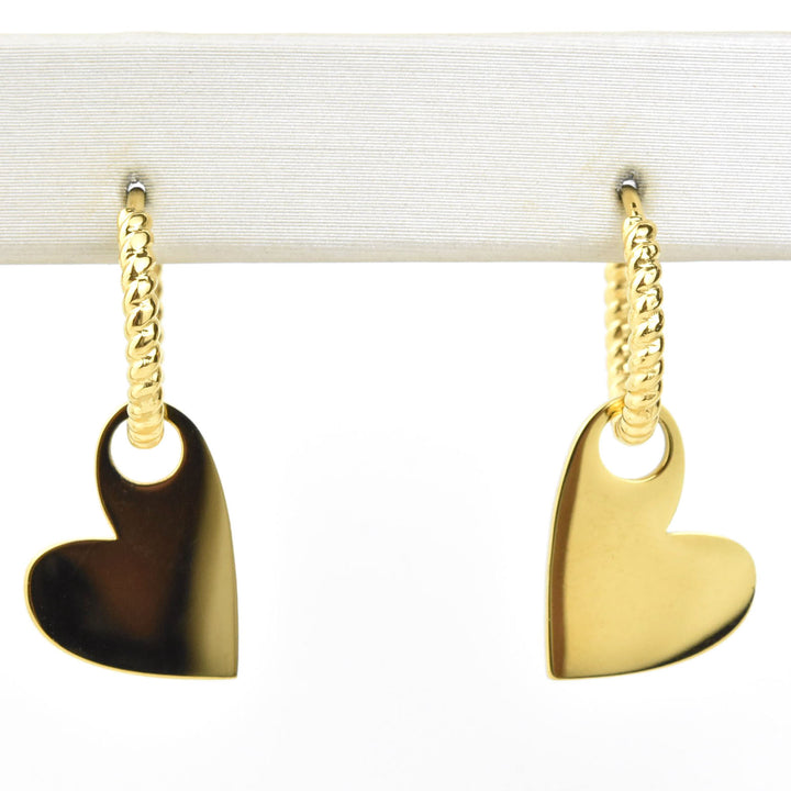 Hanging Heart Huggie Hoop Charms - Goldmakers Fine Jewelry
