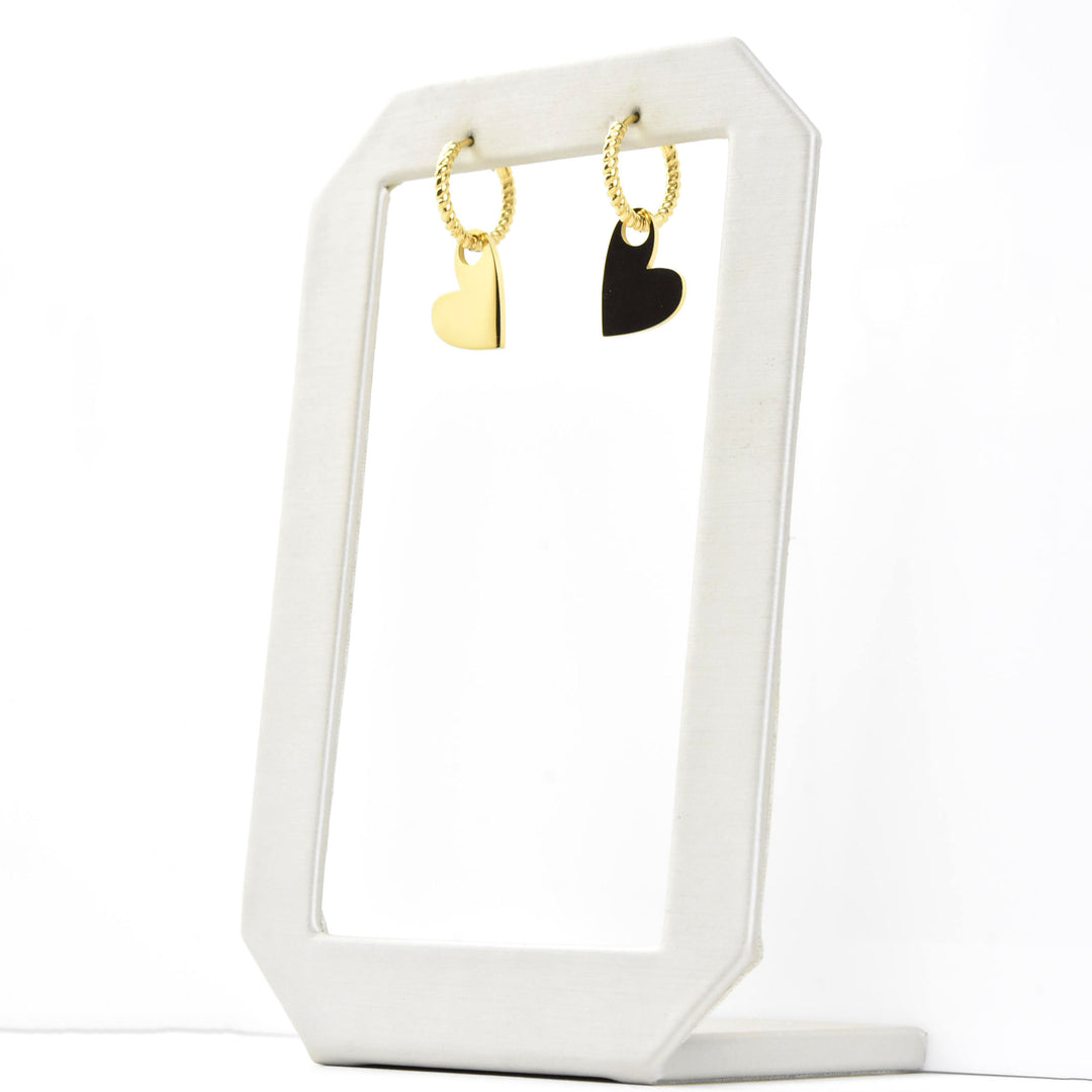 Hanging Heart Huggie Hoop Charms - Goldmakers Fine Jewelry