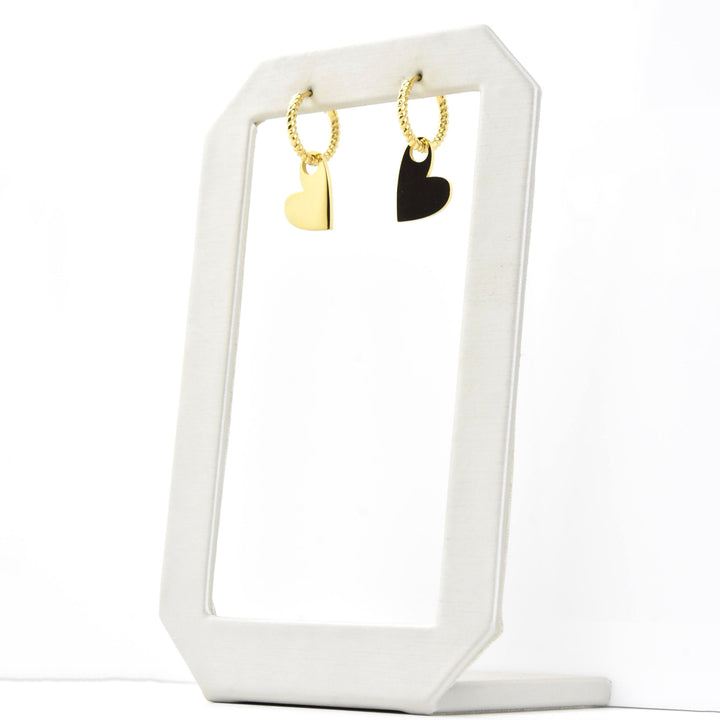 Hanging Heart Huggie Hoop Charms - Goldmakers Fine Jewelry