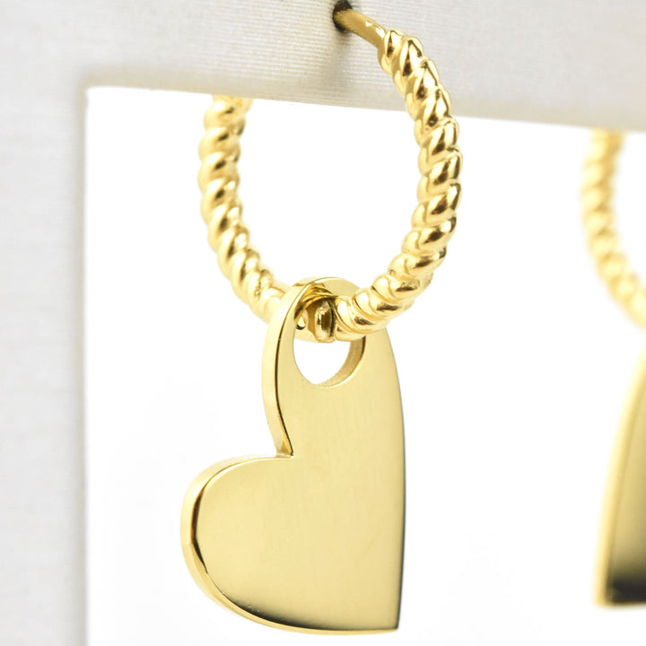 Hanging Heart Huggie Hoop Charms - Goldmakers Fine Jewelry