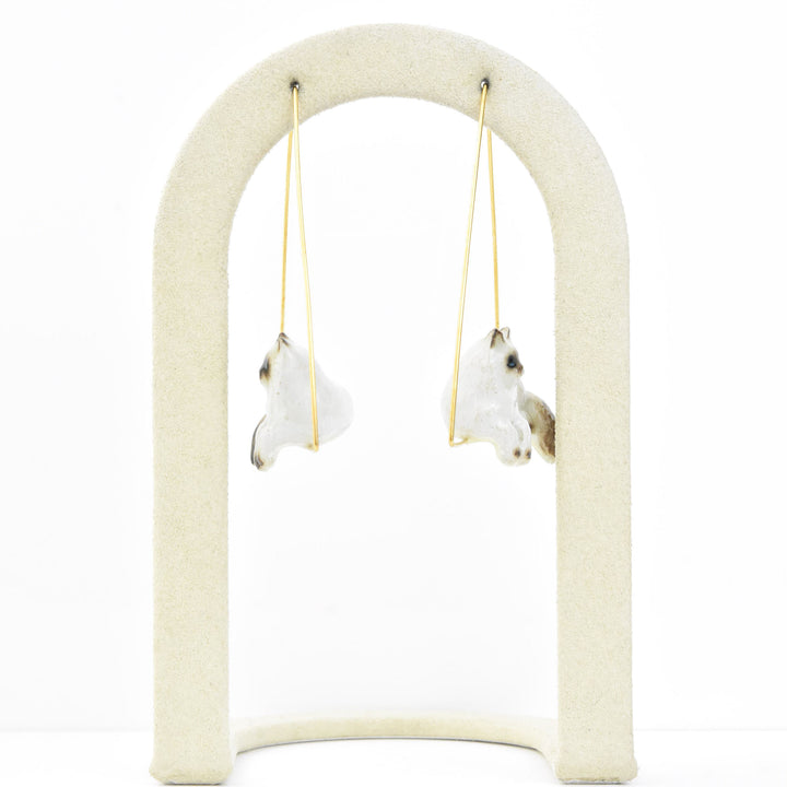 Triangle Lounging Himalayan Cat Earrings - Goldmakers Fine Jewelry
