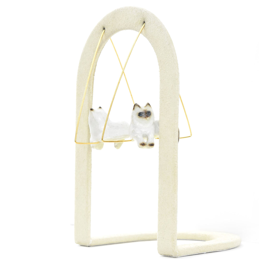 Triangle Lounging Himalayan Cat Earrings - Goldmakers Fine Jewelry