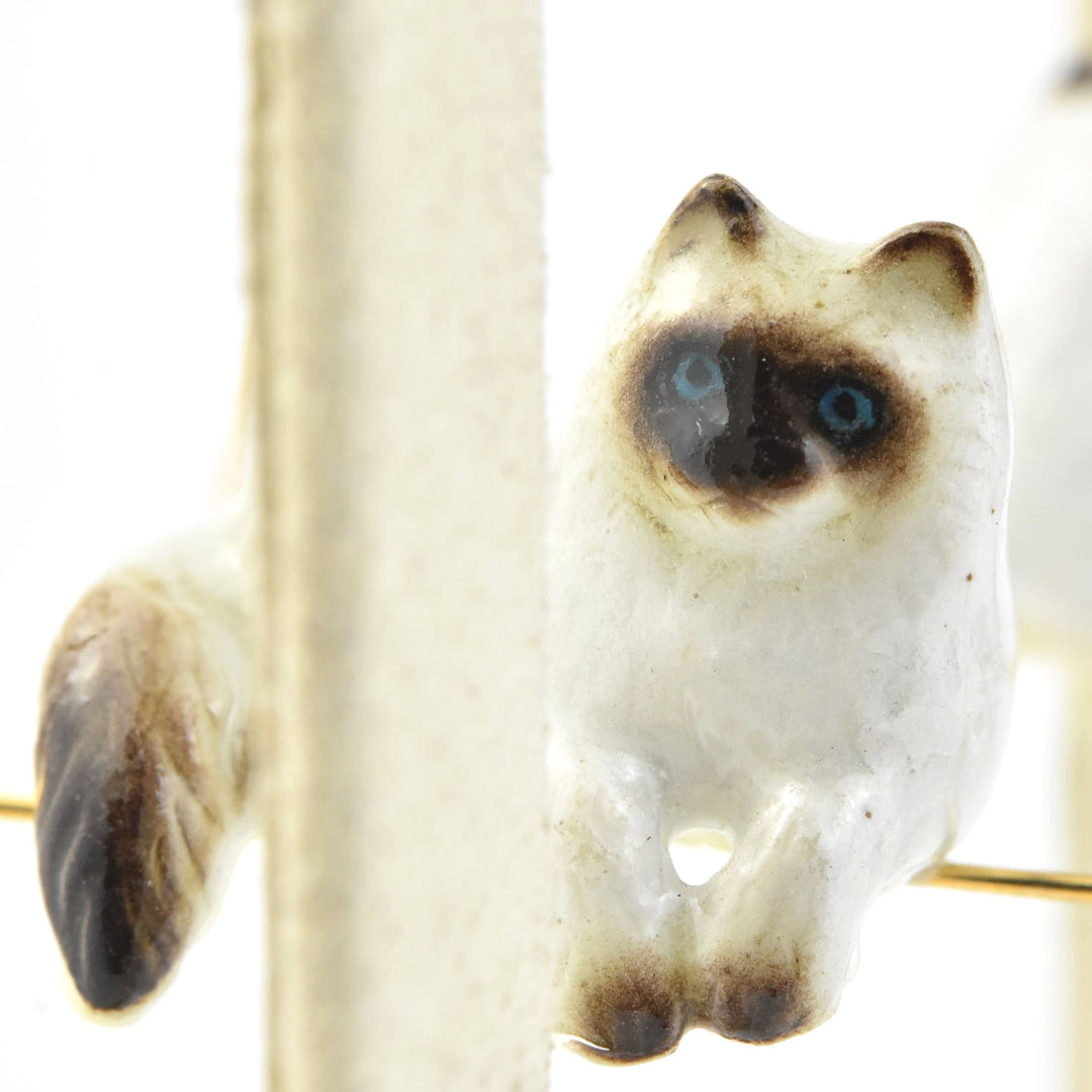 Triangle Lounging Himalayan Cat Earrings - Goldmakers Fine Jewelry