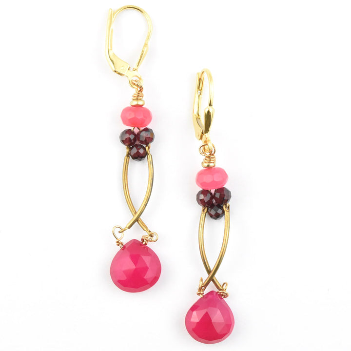 Hot Pink Chalcedony Earrings