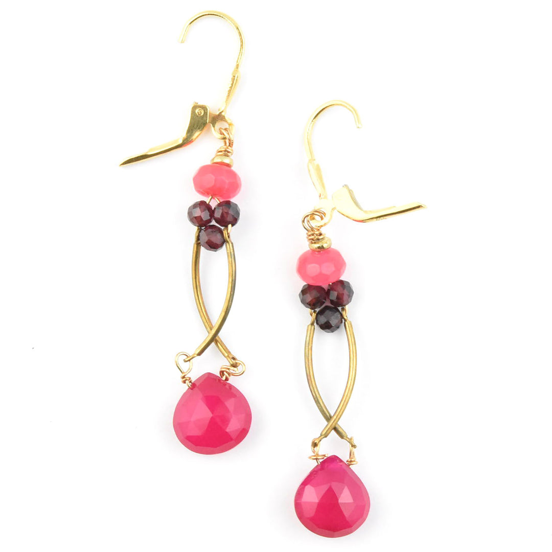 Hot Pink Chalcedony Earrings