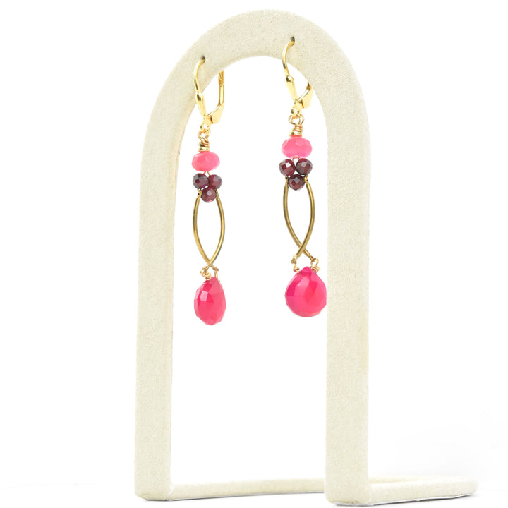 Hot Pink Chalcedony Earrings