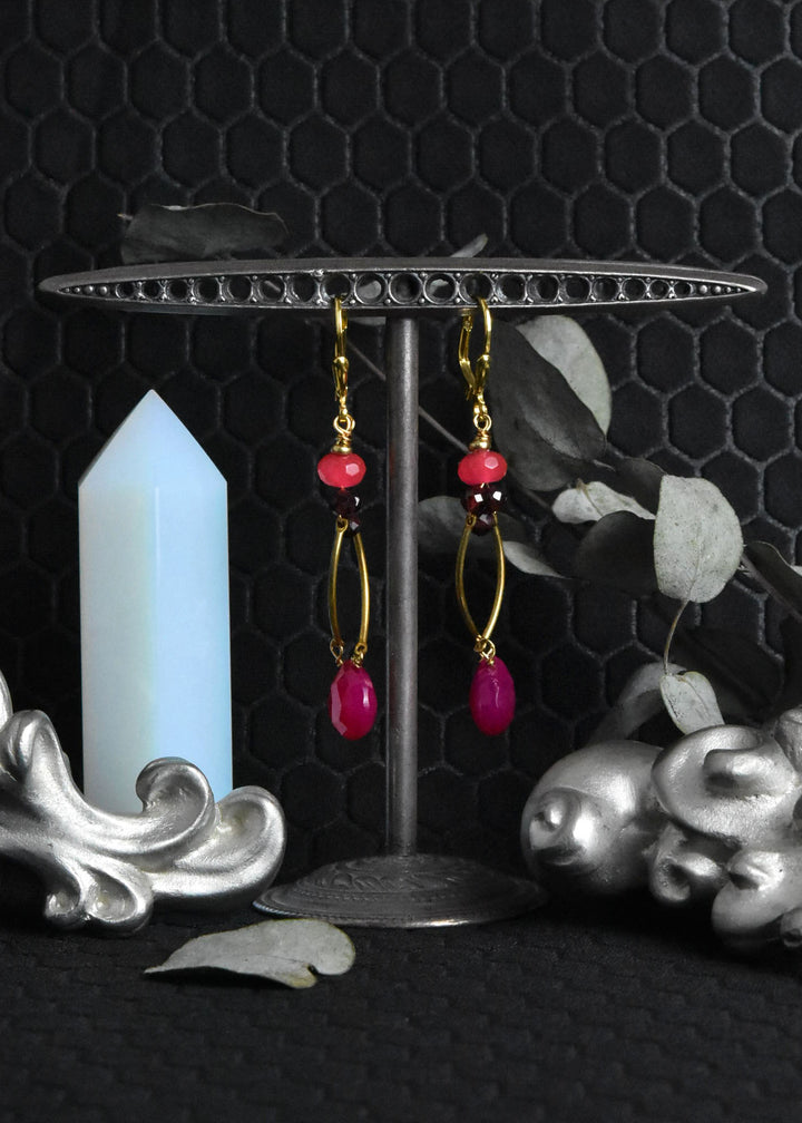 Hot Pink Chalcedony Earrings