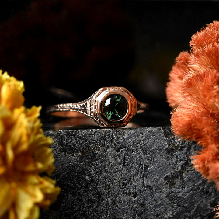 Montana Sapphire Chevron Ring in 14k Rose Gold - Goldmakers Fine Jewelry