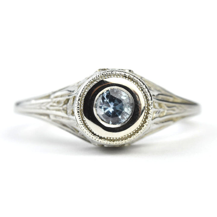 Petite Montana Sapphire Vintage Filigree Engagement Ring - Goldmakers Fine Jewelry