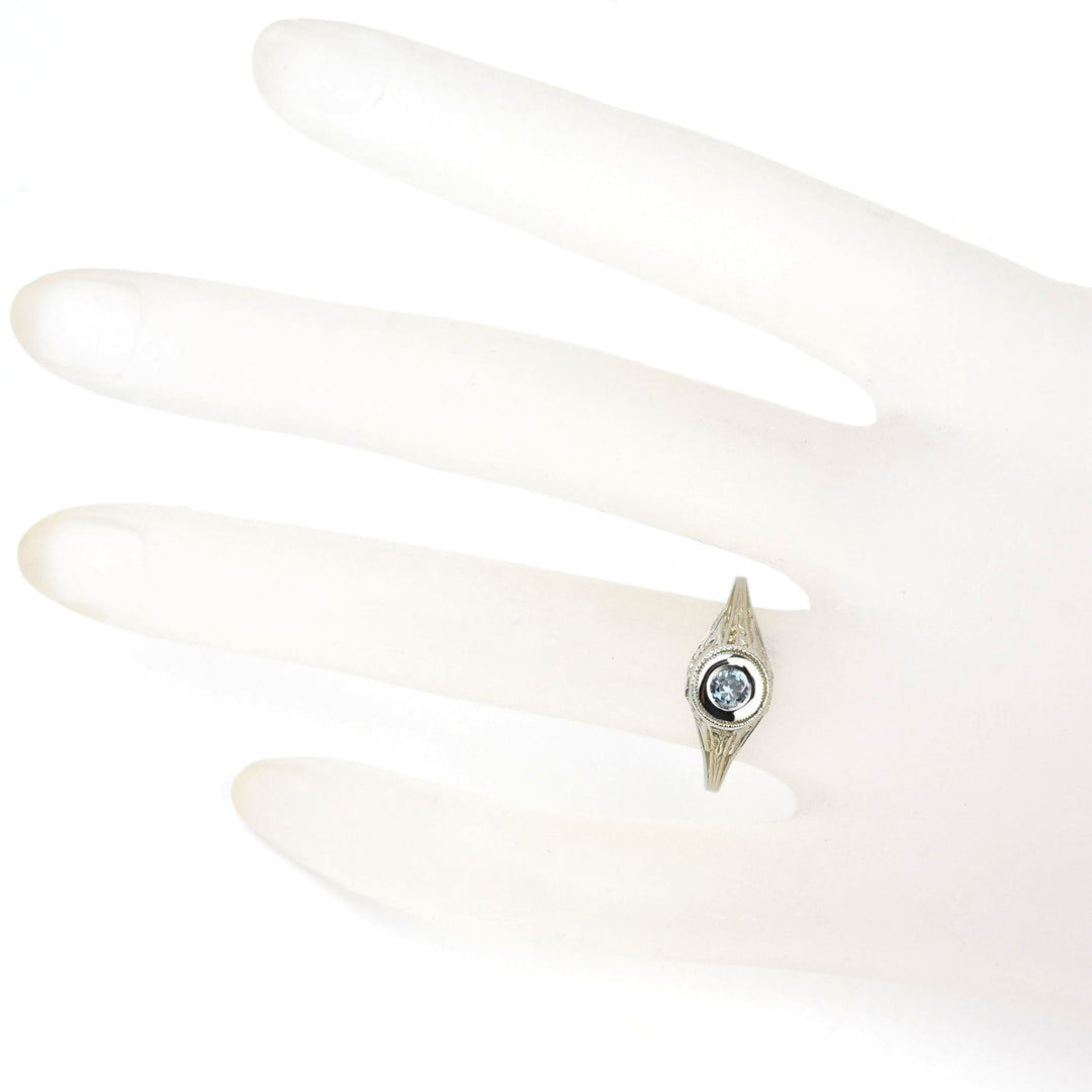 Petite Montana Sapphire Vintage Filigree Engagement Ring - Goldmakers Fine Jewelry