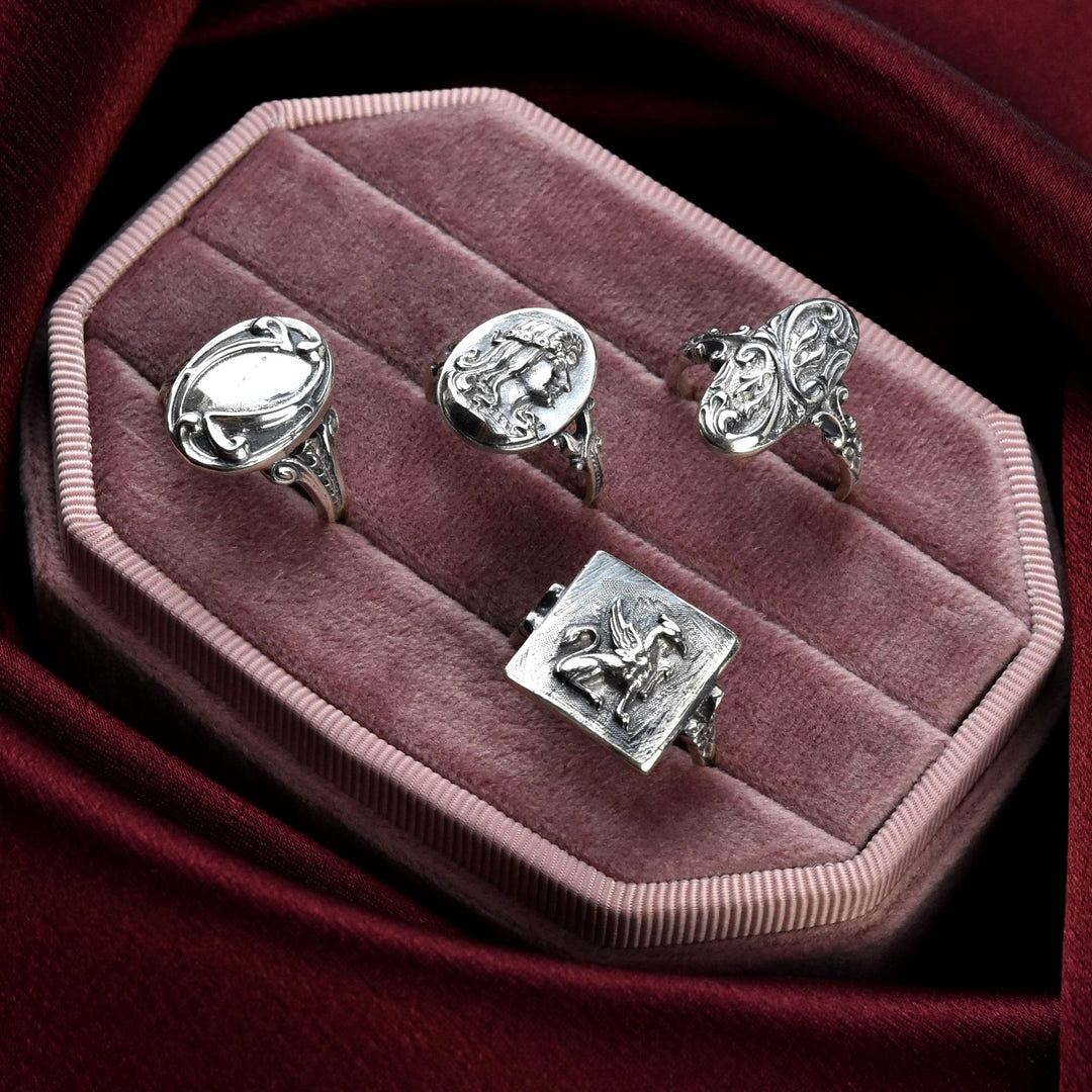 Skinny Oval Intaglio Ring in Silver - Goldmakers Fine Jewelry