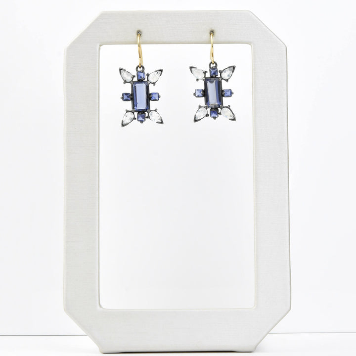 Iolite and Moonstone Earrings in Vermeil and Oxidized Silver