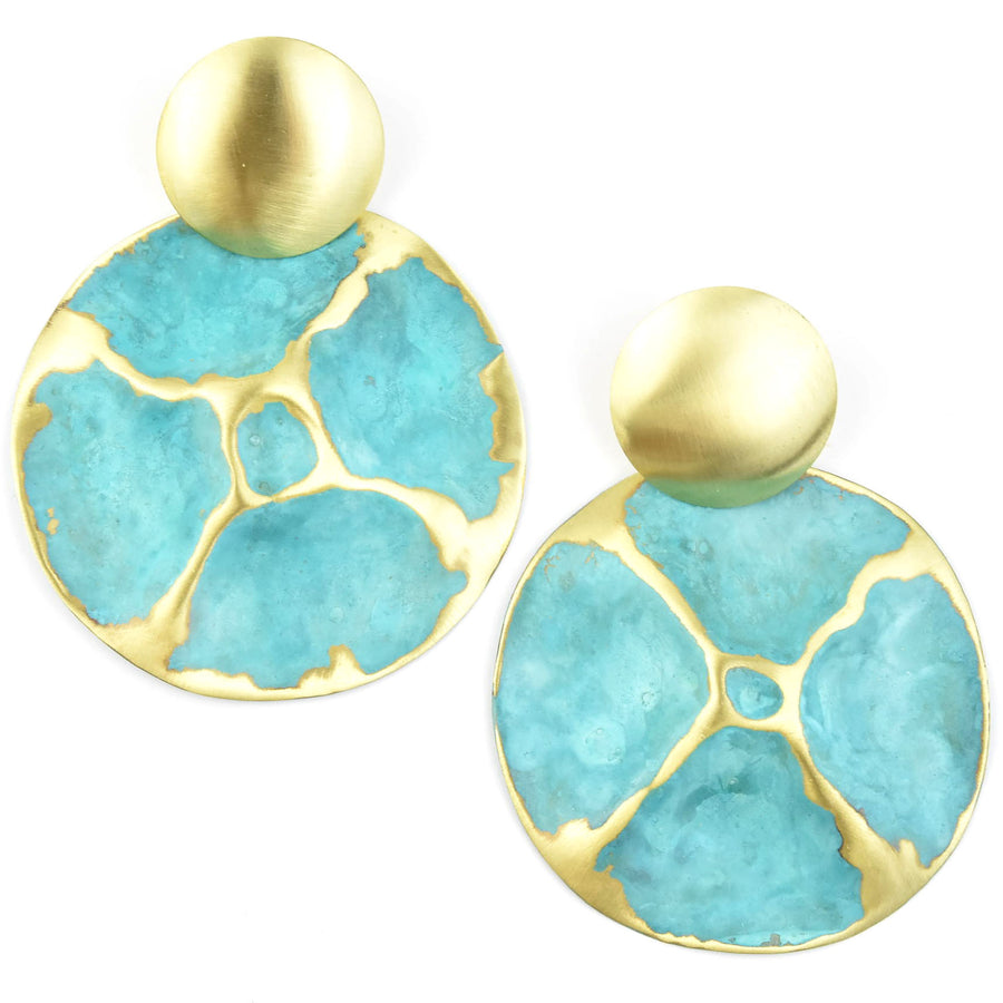 Island LG Earrings in Turquoise - Goldmakers Fine Jewelry