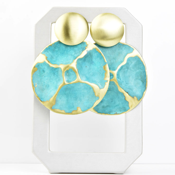 Island LG Earrings in Turquoise - Goldmakers Fine Jewelry