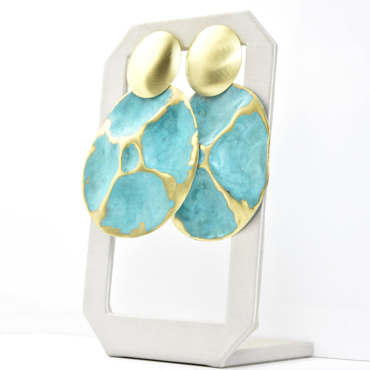 Island LG Earrings in Turquoise - Goldmakers Fine Jewelry