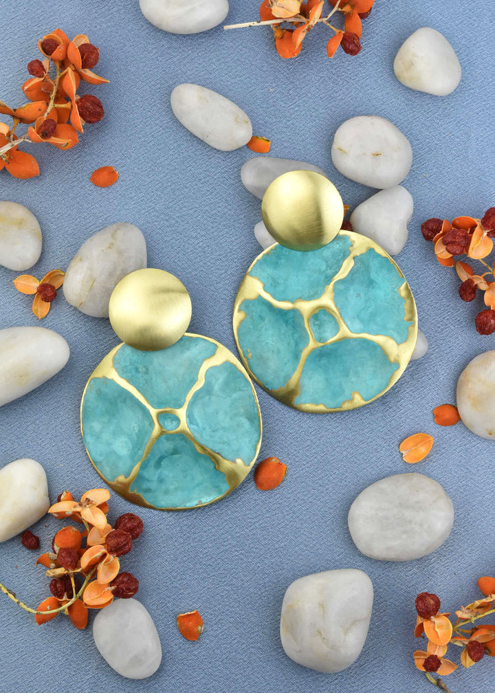 Island LG Earrings in Turquoise - Goldmakers Fine Jewelry