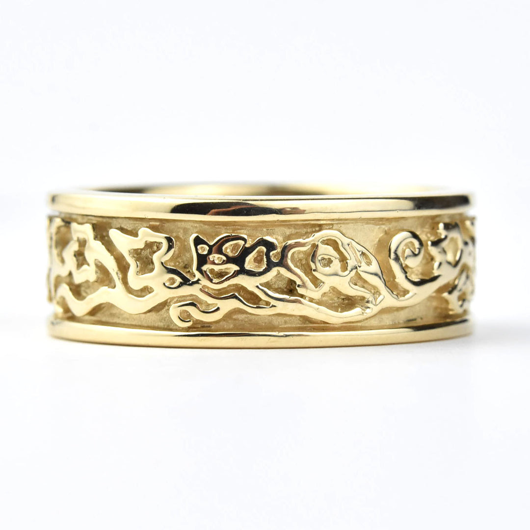 Abstract Floral Vine Gents Band in Gold - Goldmakers Fine Jewelry