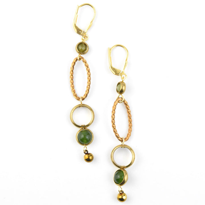 Twisty Oval Drops w/ Jade Beads
