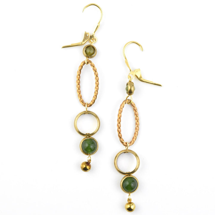 Twisty Oval Drops w/ Jade Beads