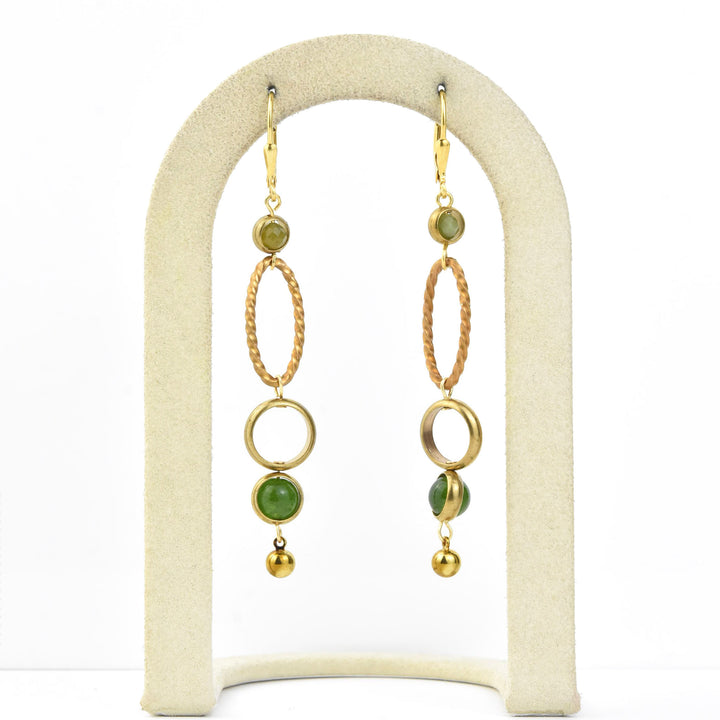 Twisty Oval Drops w/ Jade Beads