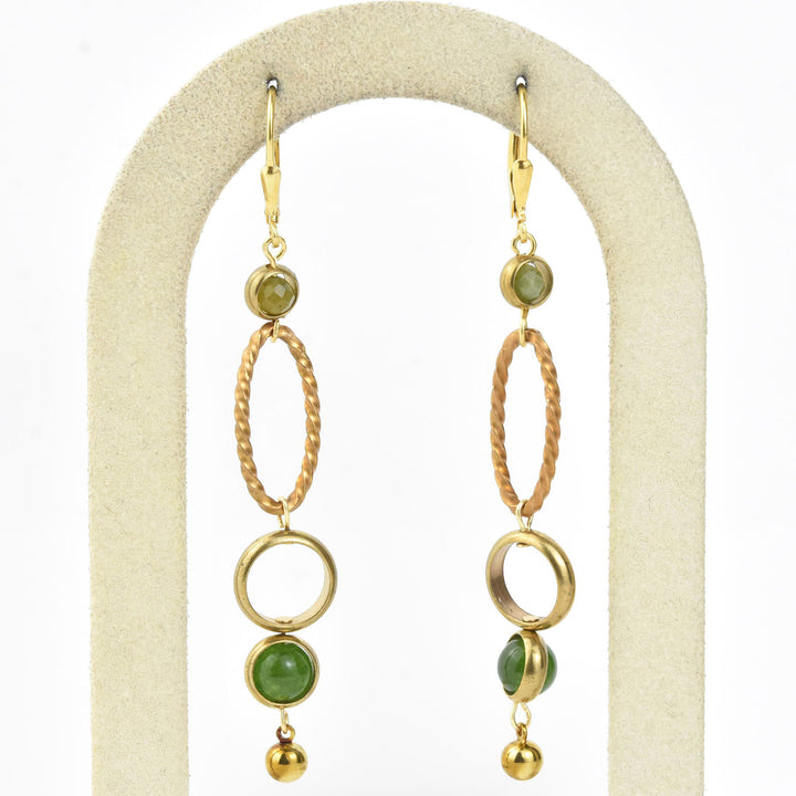 Twisty Oval Drops w/ Jade Beads