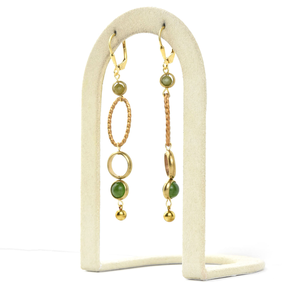 Twisty Oval Drops w/ Jade Beads