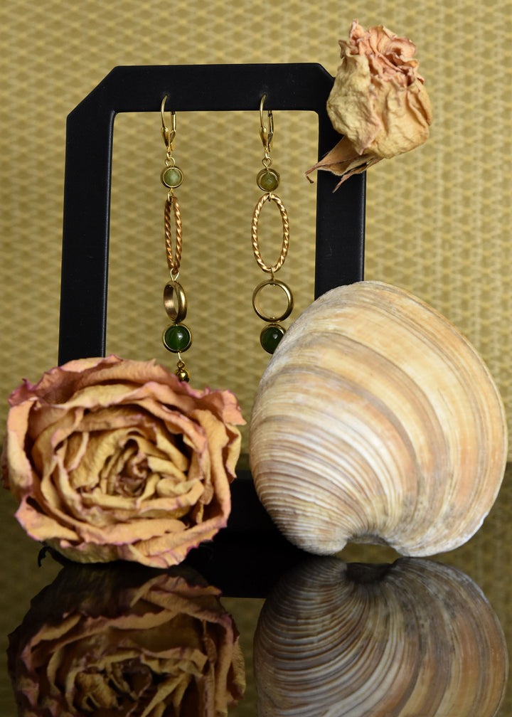 Twisty Oval Drops w/ Jade Beads