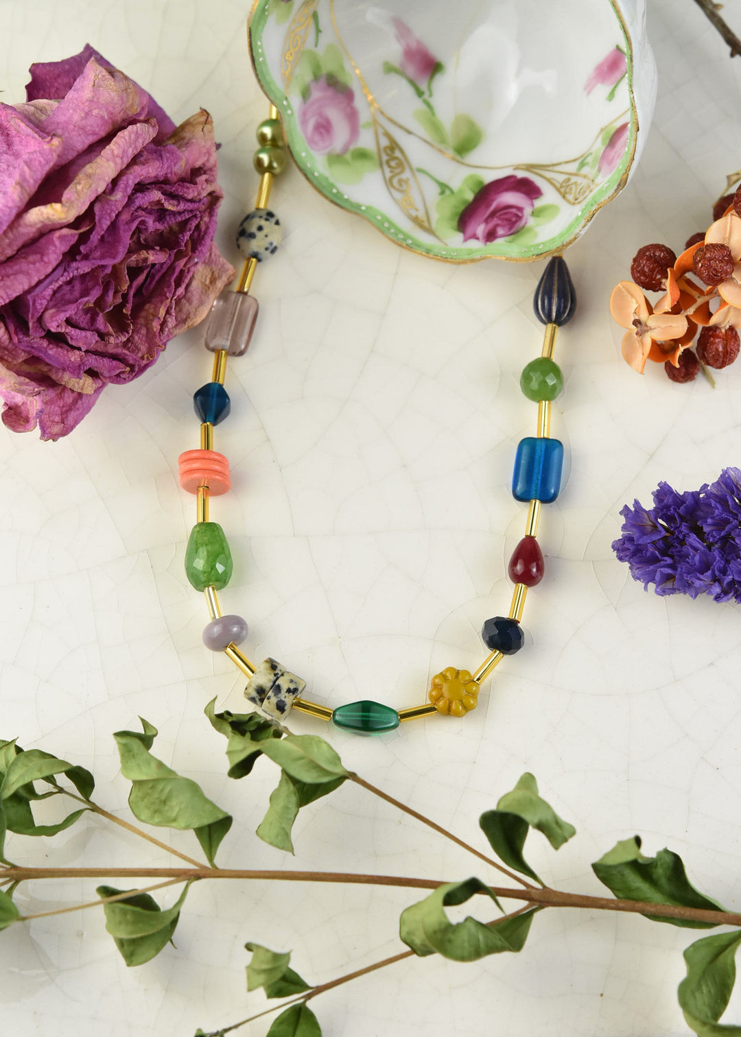 Jewel Toned Beaded Necklace