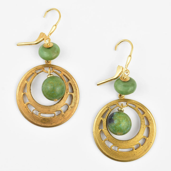 Brass and Jade Drops - Goldmakers Fine Jewelry