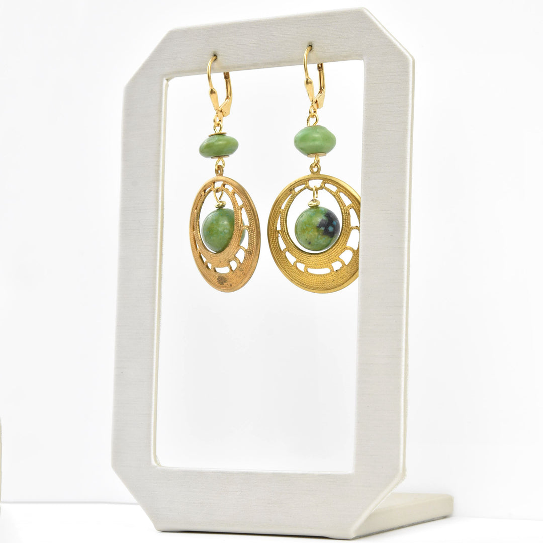 Brass and Jade Drops - Goldmakers Fine Jewelry