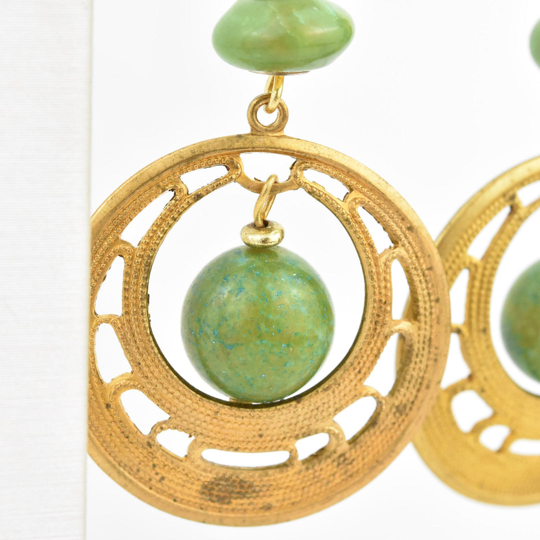 Brass and Jade Drops - Goldmakers Fine Jewelry