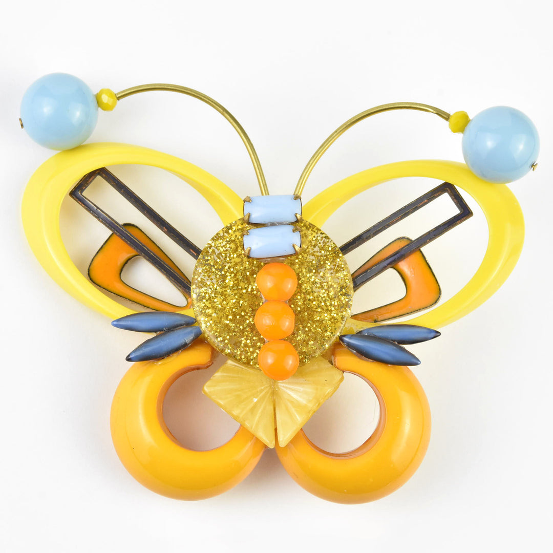 Yellow and Blue Butterfly Brooch - Goldmakers Fine Jewelry